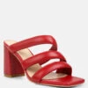 KYWE Red Textured Heel Chunky Strap Sandals 1 KYWE Red Textured Heel Chunky Strap Sandals -Rag & Co KYWERedTexturedHeelChunkyStrapSandals RCSH4173Red 7