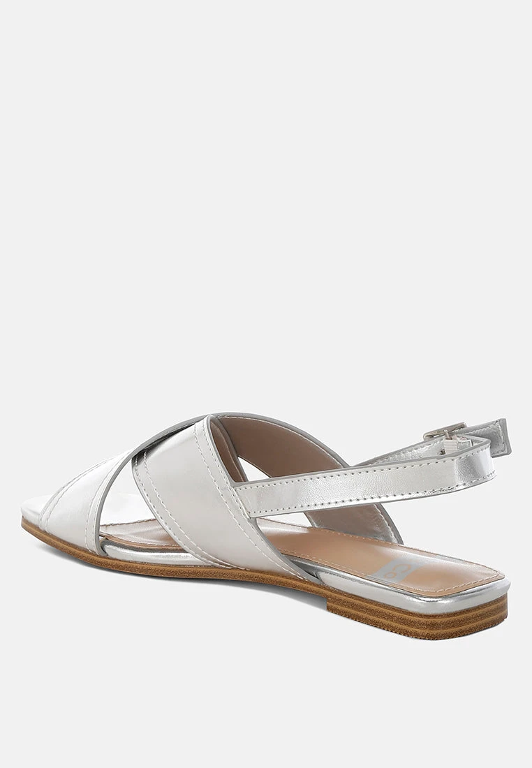 Kanon Metallic Pleather Criss-Cross Flats 12 Kanon Metallic Pleather Criss-Cross Flats - Image 10