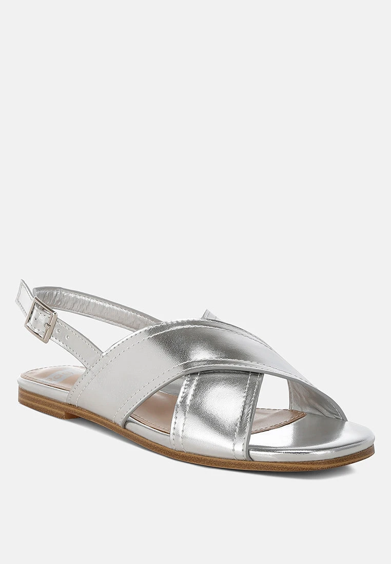 Kanon Metallic Pleather Criss-Cross Flats 11 Kanon Metallic Pleather Criss-Cross Flats - Image 9