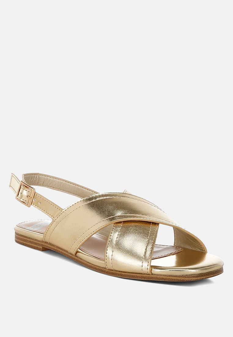 Kanon Metallic Pleather Criss-Cross Flats 5 Kanon Metallic Pleather Criss-Cross Flats - Image 3