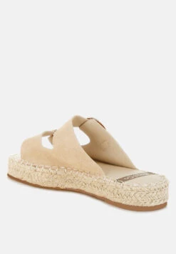 Kuopa Genuine Soft Leather Espadrille Flatform Sandals -Rag & Co KuopaGenuineSoftLeatherEspadrilleFlatformSandalsRCSH5462BEIGE 4