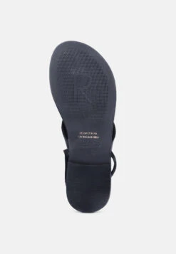 WRAP-UP Tie Around Black Flat Sandals -Rag & Co LENABlackSuedeWalkingLoaferMules RCSH2861 Black 8