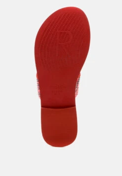 LEONA Snake Print Thong Flat Sandals -Rag & Co LEONASnakePrintThongFlatSandals RCSH1853 Red 13