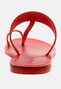 LEONA Snake Print Thong Flat Sandals -Rag & Co LEONASnakePrintThongFlatSandals RCSH1853 Red 6