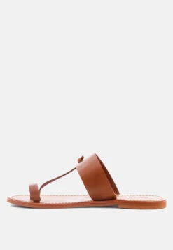 LEONA Tan Thong Flat Sandals -Rag & Co LEONATanThongFlatSandals RCSH1853 Tan 5