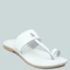 LEONA White Thong Flat Sandals -Rag & Co LEONAWhiteThongFlatSandals RCSH1853 White 2