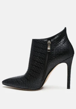 LOLITA Woven Texture Stiletto Boot In Black 12 LOLITA Woven Texture Stiletto Boot In Black -Rag & Co LOLITAWovenTextureStilettoBootinBlack RCSH2670 Black 2