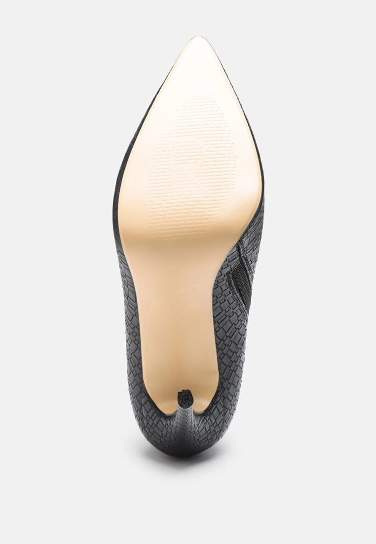 LOLITA Woven Texture Stiletto Boot In Black 8 LOLITA Woven Texture Stiletto Boot In Black - Image 6