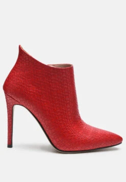 LOLITA Woven Texture Stiletto Boot In Red 11 LOLITA Woven Texture Stiletto Boot In Red -Rag & Co LOLITAWovenTextureStilettoBootinRed RCSH2670 RED 1