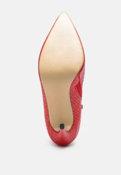 LOLITA Woven Texture Stiletto Boot In Red 15 LOLITA Woven Texture Stiletto Boot In Red -Rag & Co LOLITAWovenTextureStilettoBootinRed RCSH2670 RED 4