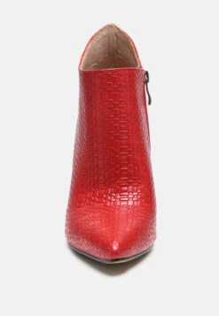 LOLITA Woven Texture Stiletto Boot In Red 12 LOLITA Woven Texture Stiletto Boot In Red -Rag & Co LOLITAWovenTextureStilettoBootinRed RCSH2670 RED 5
