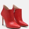 LOLITA Woven Texture Stiletto Boot In Red -Rag & Co LOLITAWovenTextureStilettoBootinRed RCSH2670 RED 8