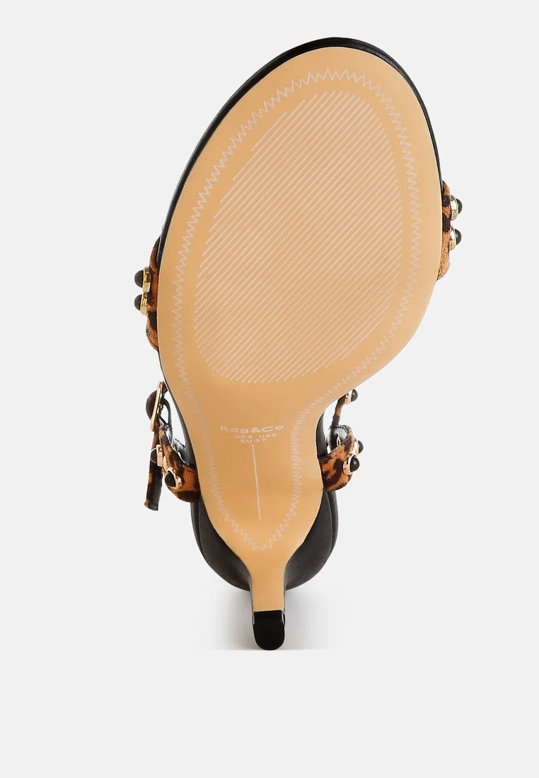 Laro Studs & Pearls Detail Leopard Sandals 7 Laro Studs & Pearls Detail Leopard Sandals - Image 5