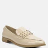 MEANBABE Semicasual Stud Detail Patent Loafers In Beige -Rag & Co MEANBABESemicasualStudDetailPatentLoafersinBeige RCSH4051 Beige 3