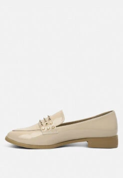 MEANBABE Semicasual Stud Detail Patent Loafers In Beige 11 MEANBABE Semicasual Stud Detail Patent Loafers In Beige -Rag & Co MEANBABESemicasualStudDetailPatentLoafersinBeige RCSH4051 Beige 6