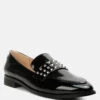 MEANBABE Semicasual Stud Detail Patent Loafers In Black -Rag & Co MEANBABESemicasualStudDetailPatentLoafersinBlack RCSH4051 BLACK 7