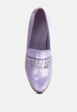 MEANBABE Semicasual Stud Detail Patent Loafers In Lilac -Rag & Co MEANBABESemicasualStudDetailPatentLoafersinLilac RCSH4051 Lilac 2