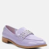MEANBABE Semicasual Stud Detail Patent Loafers In Lilac -Rag & Co MEANBABESemicasualStudDetailPatentLoafersinLilac RCSH4051 Lilac 3