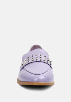 MEANBABE Semicasual Stud Detail Patent Loafers In Lilac -Rag & Co MEANBABESemicasualStudDetailPatentLoafersinLilac RCSH4051 Lilac 5