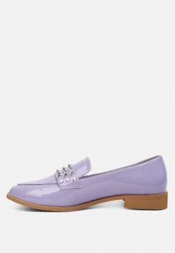 MEANBABE Semicasual Stud Detail Patent Loafers In Lilac -Rag & Co MEANBABESemicasualStudDetailPatentLoafersinLilac RCSH4051 Lilac 6