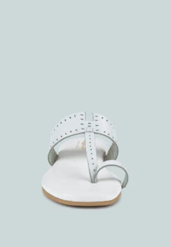 MILA White Toe Ring Thong Slip Ons -Rag & Co MILAWhiteToeRingThongSlipOns RCSH4084 WHITE 3