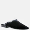 MOLLY Black Frayed Leather Mules -Rag & Co MOLLYBlackFrayedLeatherMules RCSH1868 Black 2