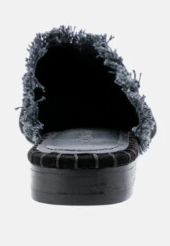 MOLLY Black Frayed Leather Mules 14 MOLLY Black Frayed Leather Mules -Rag & Co MOLLYBlackFrayedLeatherMules RCSH1868 Black 6