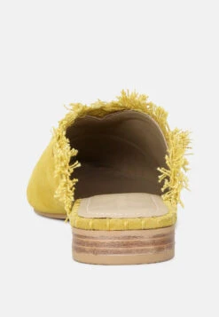 MOLLY Mustard Frayed Leather Mules -Rag & Co MOLLYMustardFrayedLeatherMules RCSH1868 Mustard 6