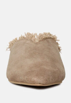 MOLLY Taupe Frayed Leather Mules 13 MOLLY Taupe Frayed Leather Mules -Rag & Co MOLLYTaupeFrayedLeatherMules RCSH1868 Taupe 6