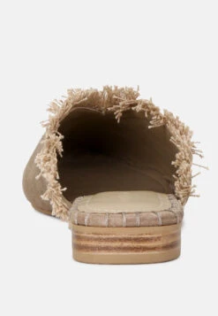 MOLLY Taupe Frayed Leather Mules 11 MOLLY Taupe Frayed Leather Mules -Rag & Co MOLLYTaupeFrayedLeatherMules RCSH1868 Taupe 7