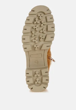 Madoka Fur Collar Chunky Ankle Boots -Rag & Co MadokaFurCollarChunkyAnkleBootsRCSH5011TAN 9