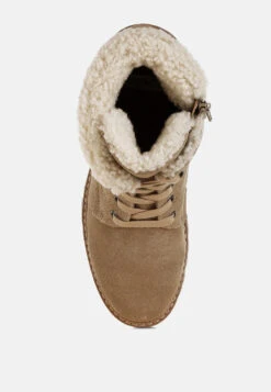 Madoka Fur Collar Chunky Ankle Boots -Rag & Co Madoka Fur Collar Chunky Ankle Boots RCSH5011 BEIGE 6