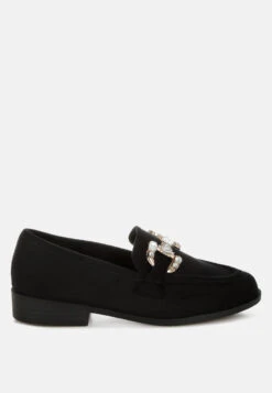 Maestro Diamante Embellished Horsebit Loafers -Rag & Co Maestro Diamante Embellished Horsebit Loafers RCSH4992 BLACK 1
