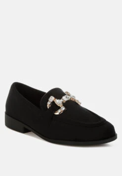 Maestro Diamante Embellished Horsebit Loafers -Rag & Co Maestro Diamante Embellished Horsebit Loafers RCSH4992 BLACK 2