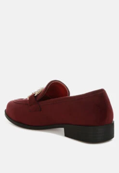 Maestro Diamante Embellished Horsebit Loafers -Rag & Co Maestro Diamante Embellished Horsebit Loafers RCSH4992 BURGUNDY 9