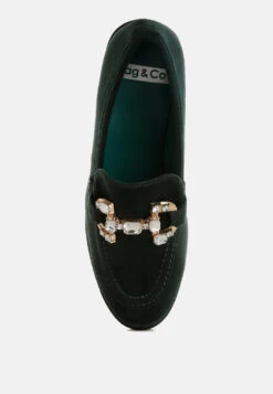 Maestro Diamante Embellished Horsebit Loafers -Rag & Co Maestro Diamante Embellished Horsebit Loafers RCSH4992 GREEN 3