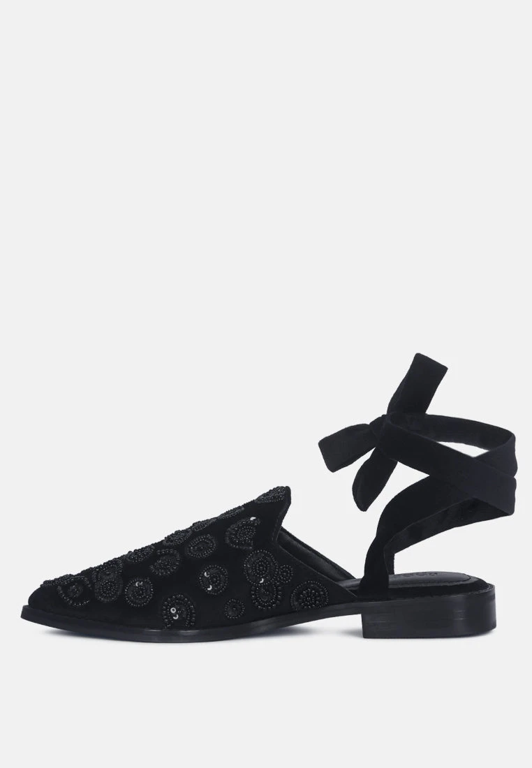 Mande Embroidered Velvet Mules In Black 6 Mande Embroidered Velvet Mules In Black - Image 4