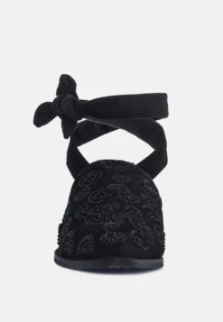 Mande Embroidered Velvet Mules In Black 10 Mande Embroidered Velvet Mules In Black -Rag & Co MandeEmbroideredVelvetMulesinBlack RCSH2863 Black 5