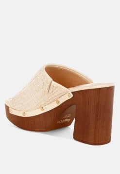 Marengo Raffia Wooden Clogs 16 Marengo Raffia Wooden Clogs -Rag & Co MarengoRaffiaWoodenClogsRCSH5433 5