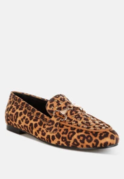 Meopa Horsebit & Studs Metallic Leopard Print Loafers 10 Meopa Horsebit & Studs Metallic Leopard Print Loafers -Rag & Co MeopaHorsebit StudsMetallicLeopardPrintLoafersRCSH5627LEOPARD 1