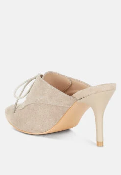 Miladi Genuine Suede Leather Stiletto Mules -Rag & Co MiladiSuedeStilettoMulesRCSH5366BEIGE 1
