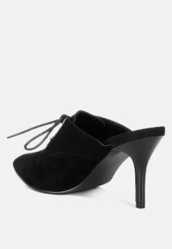 Miladi Genuine Suede Leather Stiletto Mules -Rag & Co Miladi Suede Stiletto Mules RCSH5366 BLACK 1