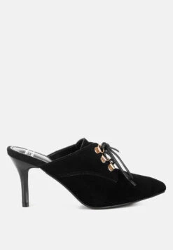 Miladi Genuine Suede Leather Stiletto Mules -Rag & Co Miladi Suede Stiletto Mules RCSH5366 BLACK 5