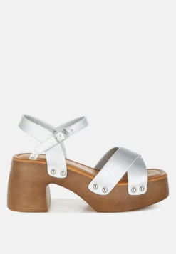 Morasa Metallic Pleather Clog Sandals