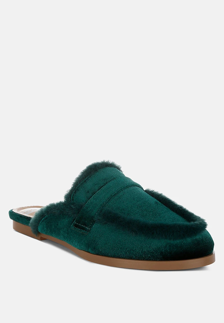 Seyhan Fur Detail Velvet Slip-On Mules 4 Seyhan Fur Detail Velvet Slip-On Mules - Image 2
