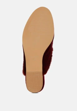 Seyhan Fur Detail Velvet Slip-On Mules 21 Seyhan Fur Detail Velvet Slip-On Mules -Rag & Co Mules Fur Detail Velvet Slip On Mules RCSH5205 Burgundy 1