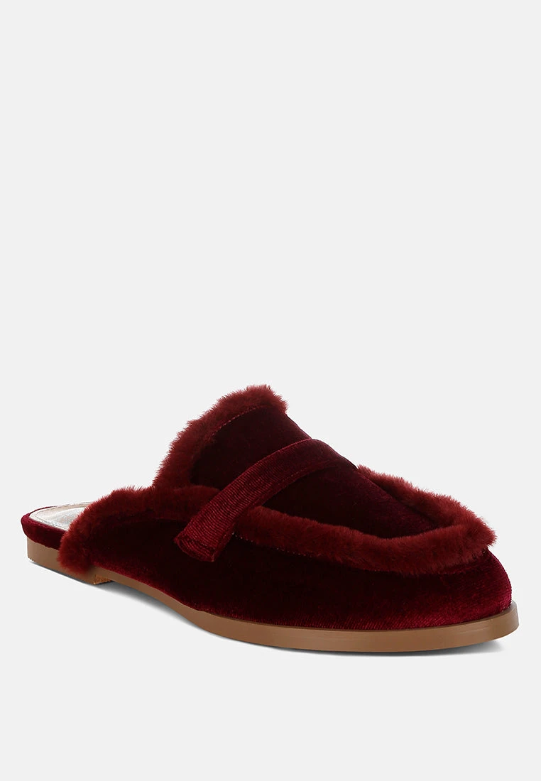 Seyhan Fur Detail Velvet Slip-On Mules 9 Seyhan Fur Detail Velvet Slip-On Mules - Image 7