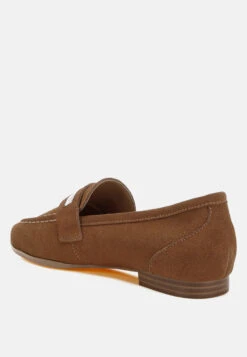 New Ode Rhinestone Penny Strap Loafers -Rag & Co New Ode Rhinestone Penny Strap Loafers RCSH5058 TAN 2