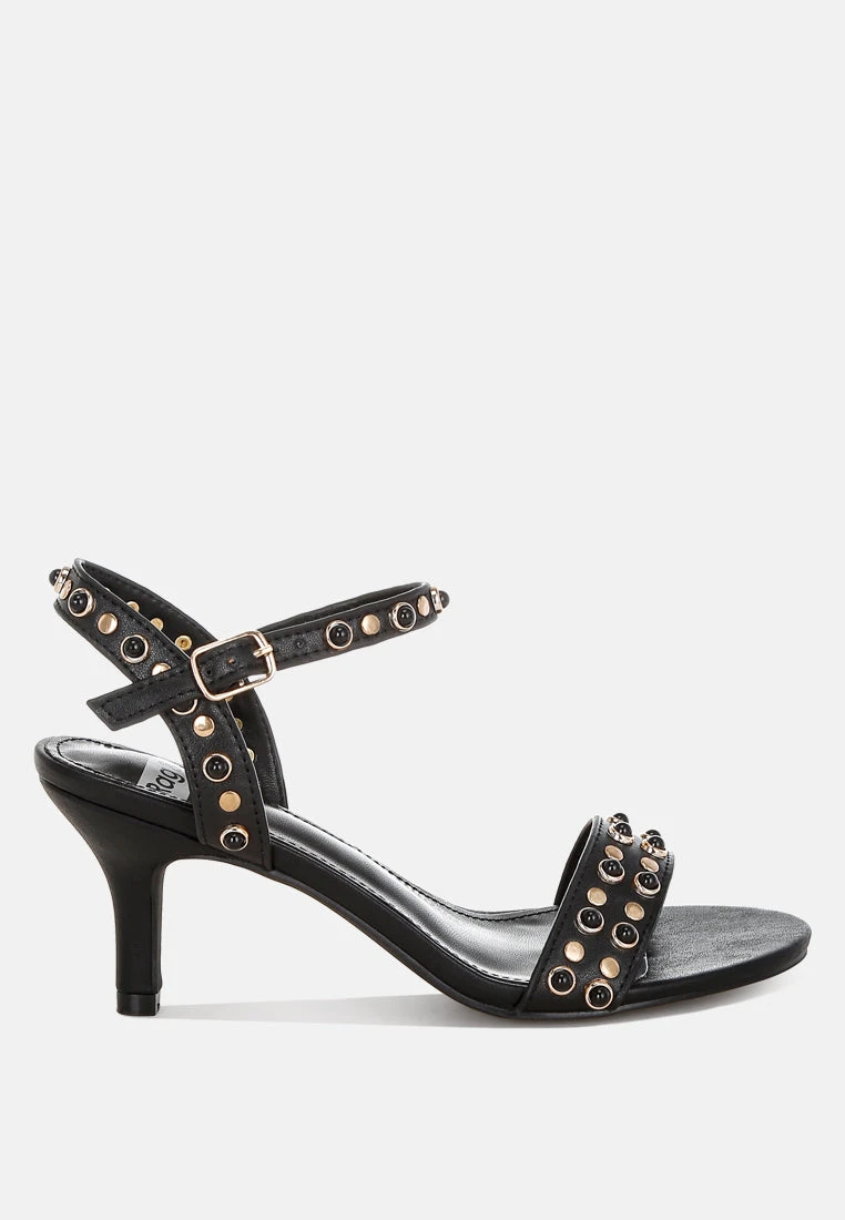 Nidara Studded Real Leather Kitten Heel Sandals 9 Nidara Studded Real Leather Kitten Heel Sandals - Image 7