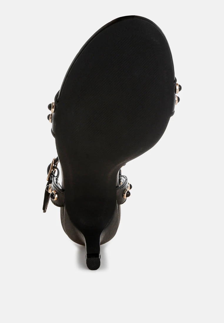 Nidara Studded Real Leather Kitten Heel Sandals 13 Nidara Studded Real Leather Kitten Heel Sandals - Image 11